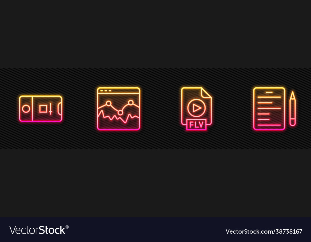Set line flv file document photo and video