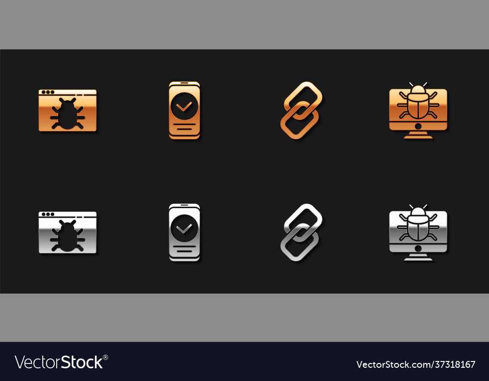 Set system bug smartphone chain link and monitor