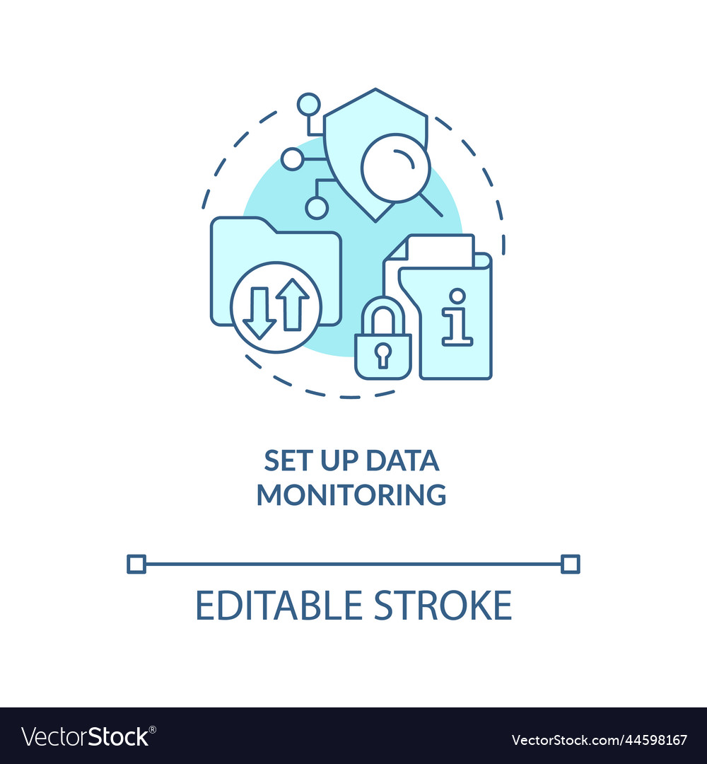 Set up data monitoring turquoise concept icon vector image Set up data monitoring turquoise concept icon