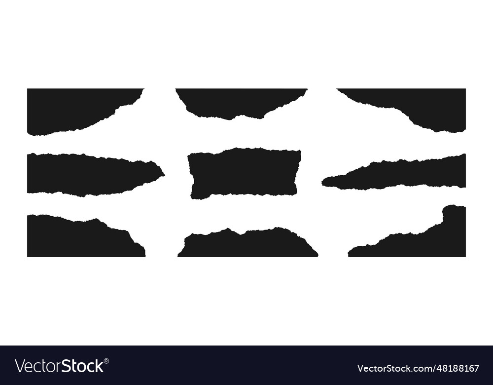 Torn paper corner pieces black cutout shapes Vector Image