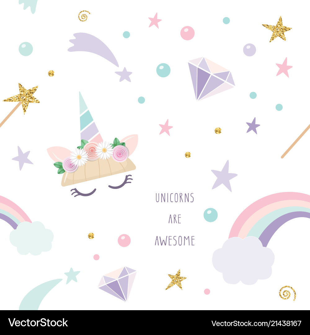 Unicorn magic seamless pattern background Vector Image