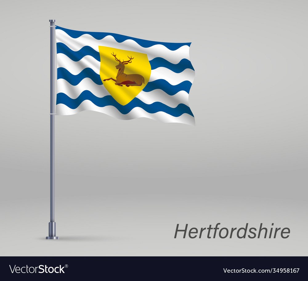 Waving flag hertfordshire - county england Vector Image