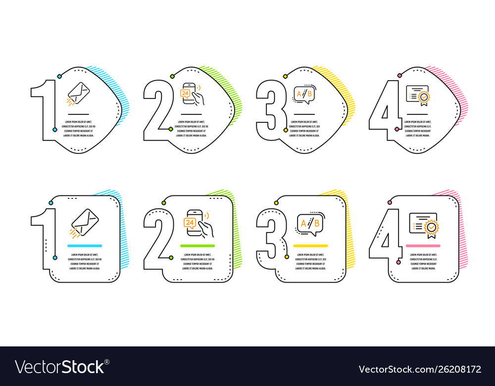24h service e-mail and ab testing icons set vector image 24h service e-mail and ab testing icons set
