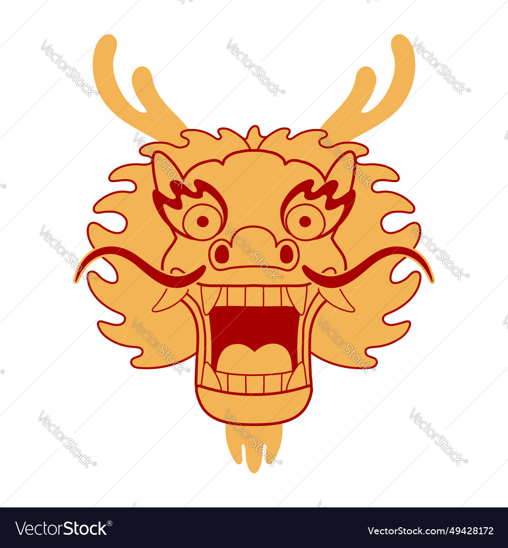 Asian zodiac sign chinese dragon face flat vector image Asian zodiac sign chinese dragon face flat