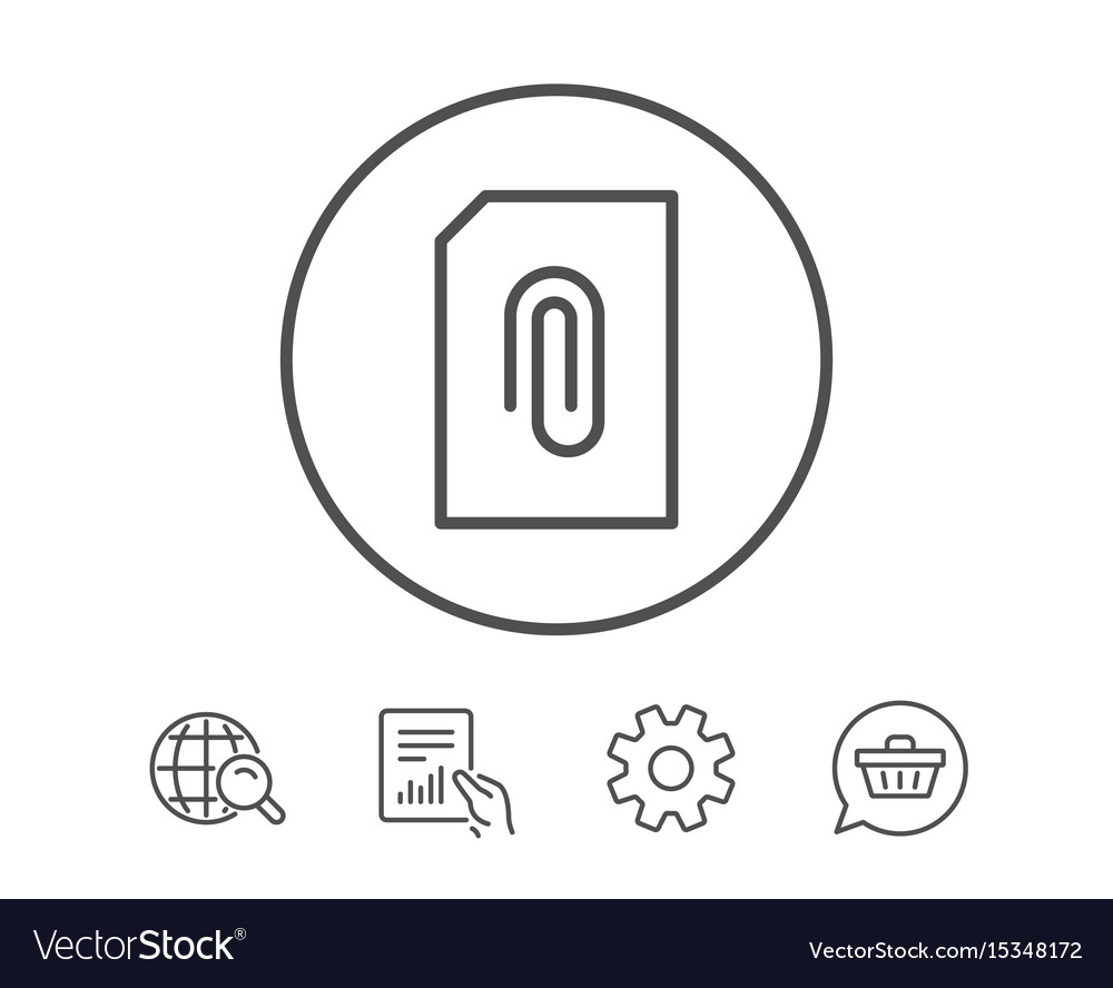 Attach document line icon file sign