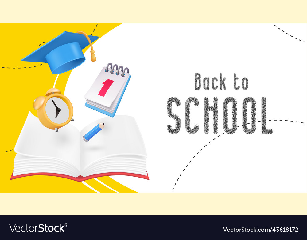 Back to school banner with supplies Royalty Free Vector