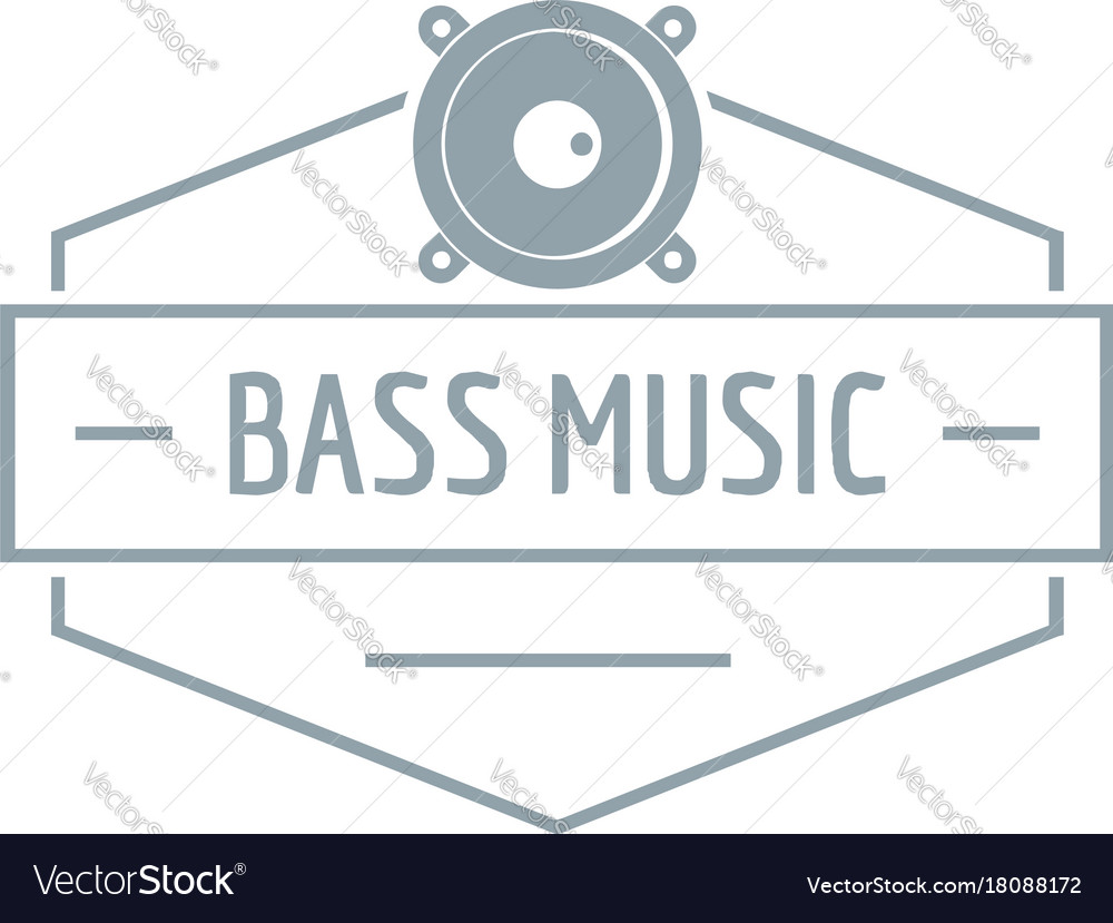 Bass music logo simple gray style Royalty Free Vector Image