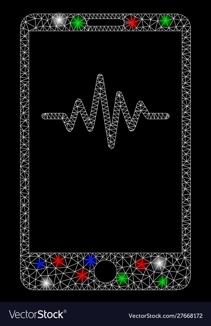 Bright mesh wire frame mobile signal graph vector image Bright mesh wire frame mobile signal graph