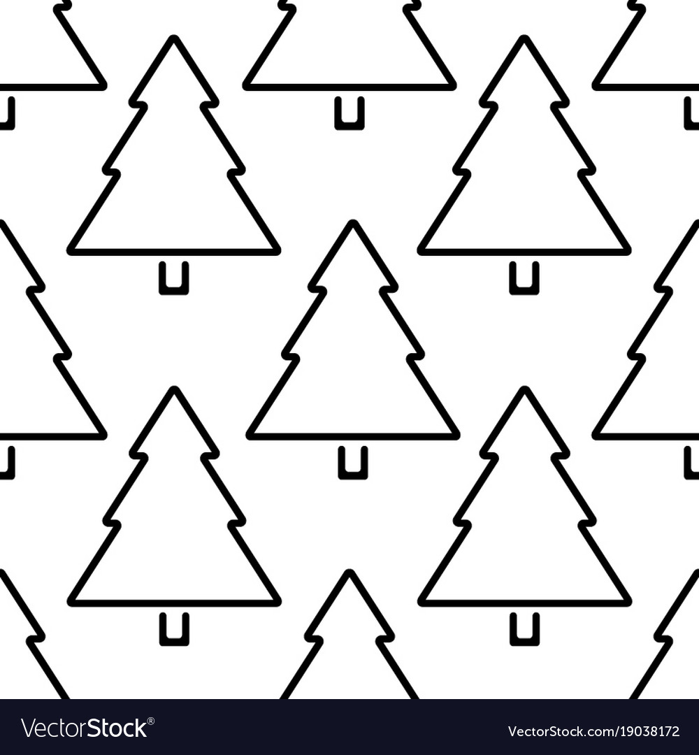Christmas tree outline seamless pattern