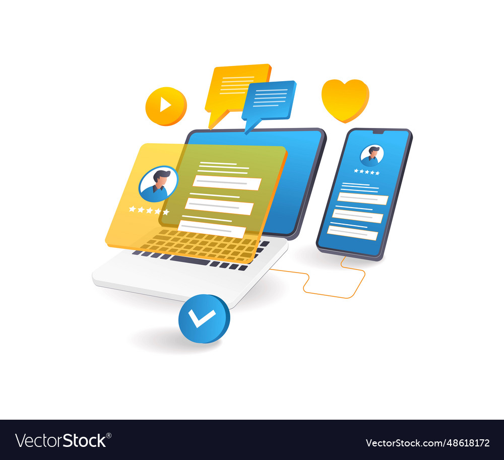 Computer and smartphone account personal data vector image Computer and smartphone account personal data