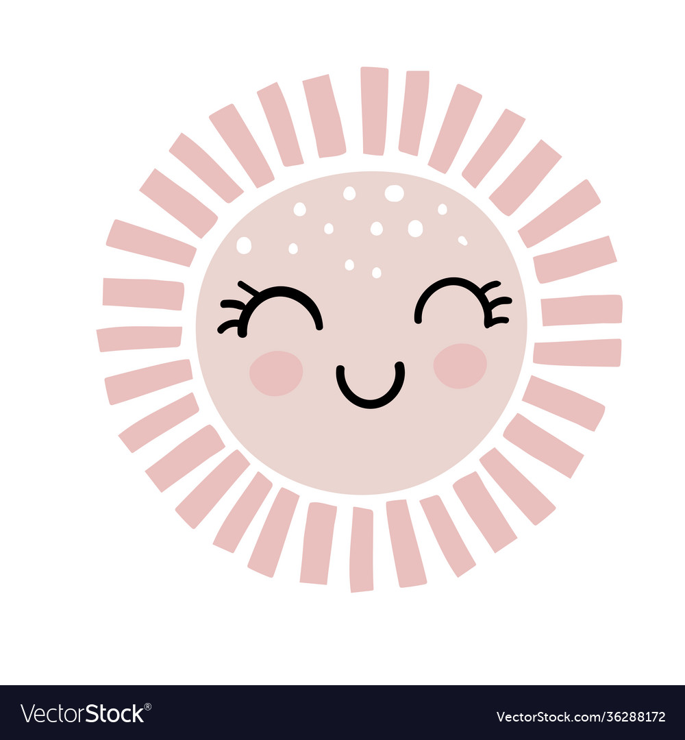Cute sun in boho style pastel colors simple Vector Image Cute sun in boho style pastel colors simple