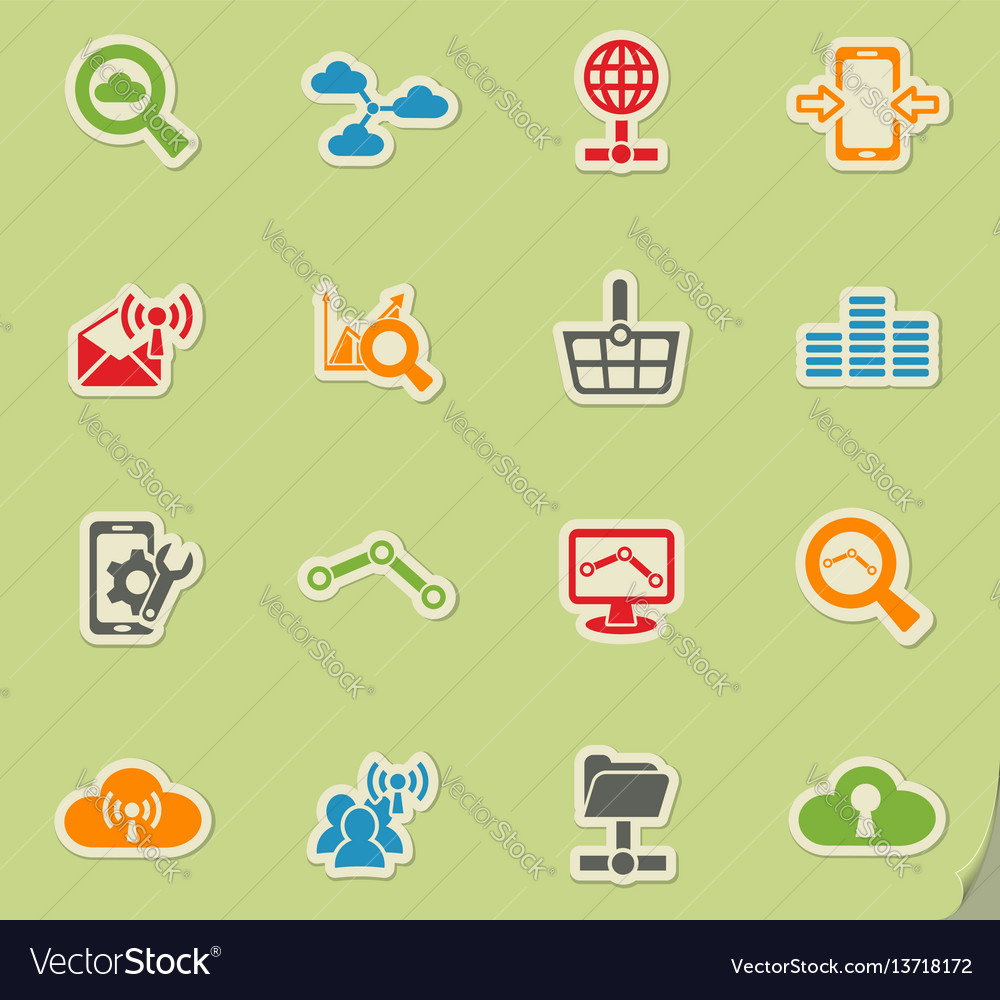 Data analytic and social network icon set vector image Data analytic and social network icon set