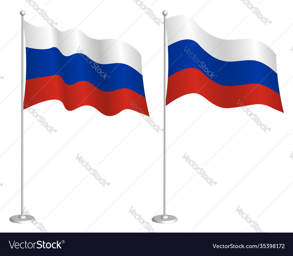 Flag with flagpole. Illustration of flag of Russia