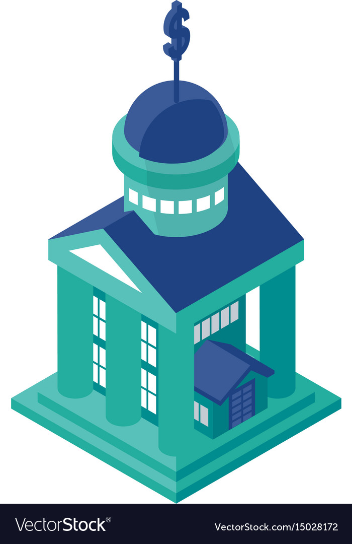 Isometric bank building object or icon - element