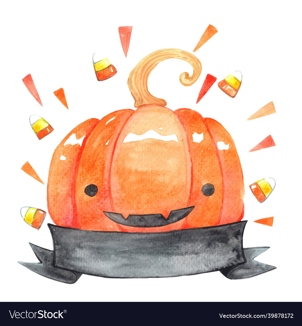 Jack o lanternblack ribbon and candy corn banner Vector Image