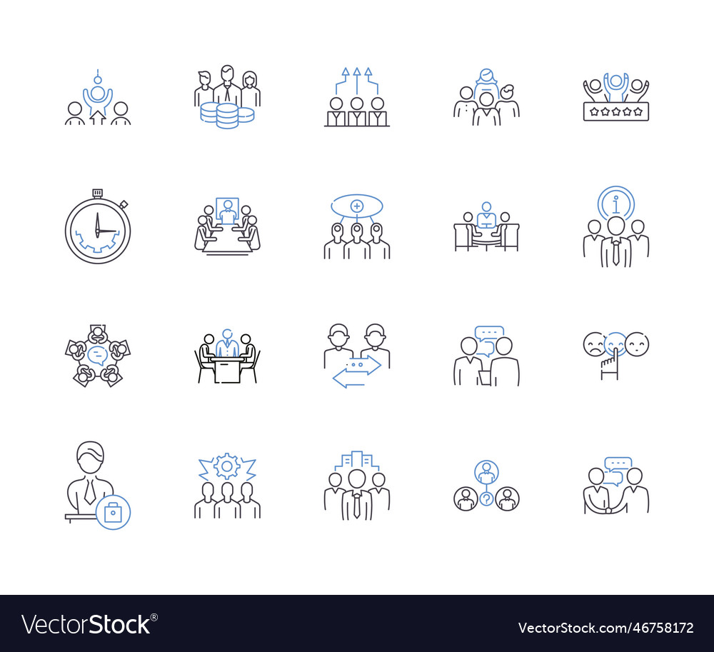 Management teamwork outline icons collection Vector Image