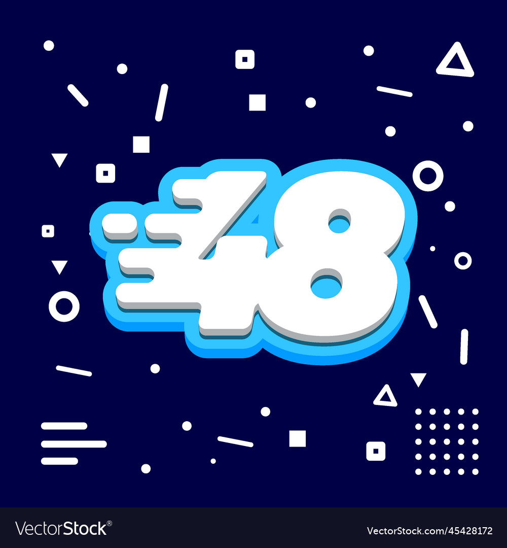 Number 48 3d speed icon Royalty Free Vector Image