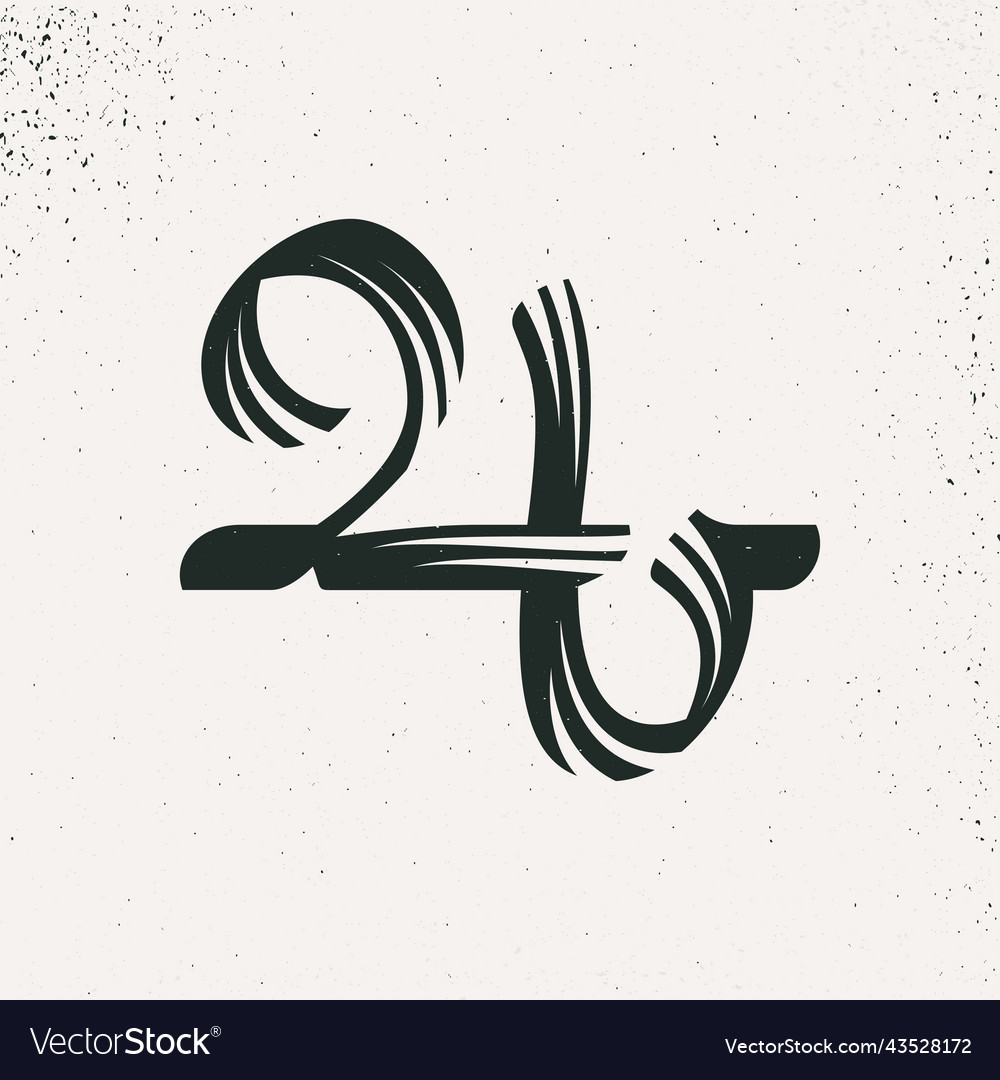 Number four icon in arabic script style rough