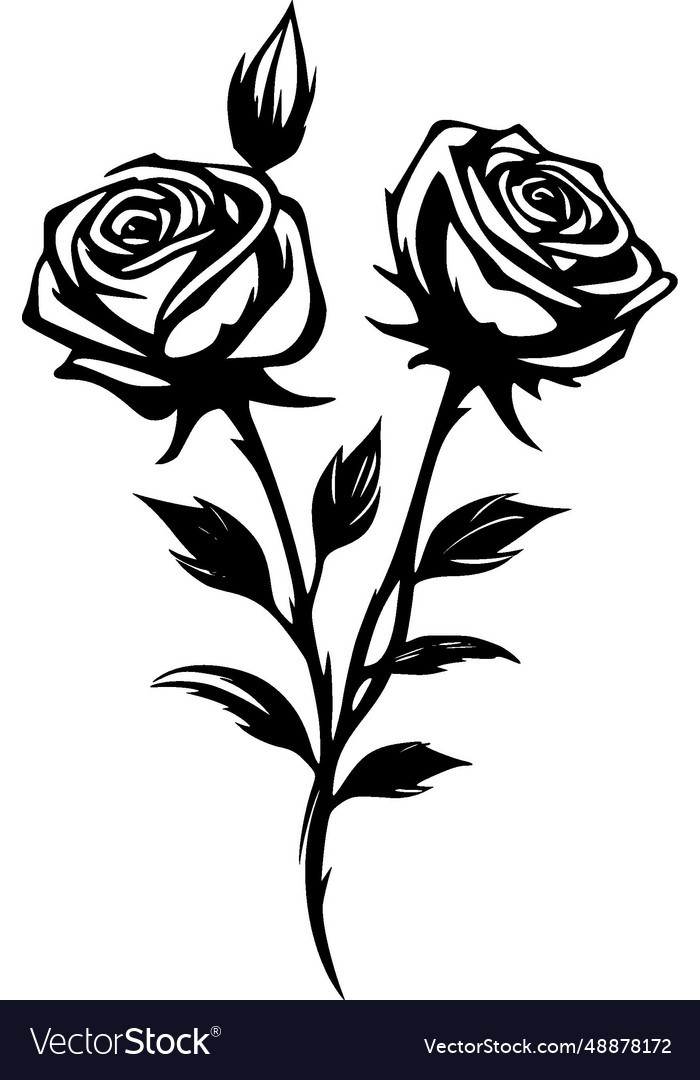 Roses - black and white Royalty Free Vector Image