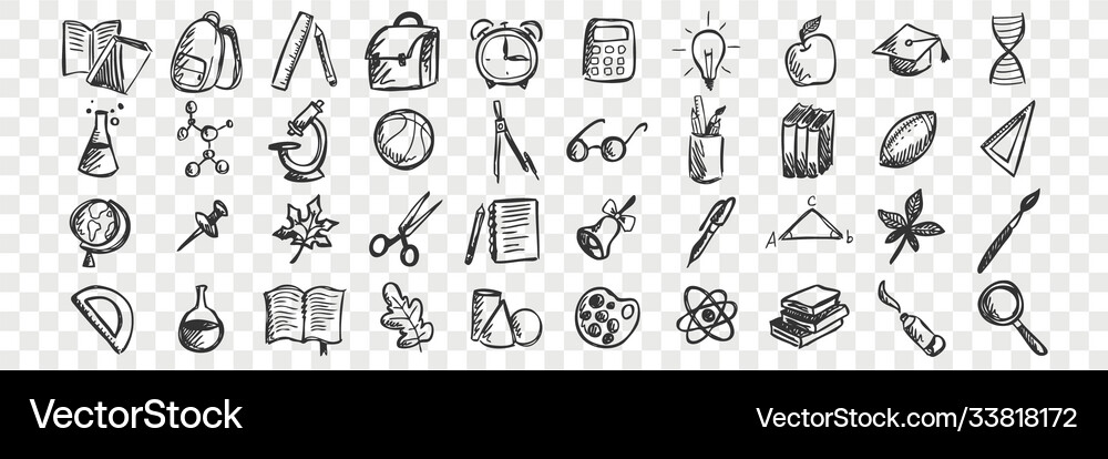 School doodle set Royalty Free Vector Image - VectorStock