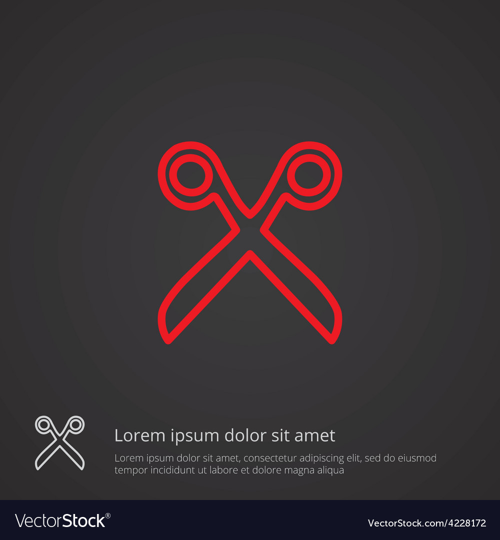 Scissors outline symbol red on dark background