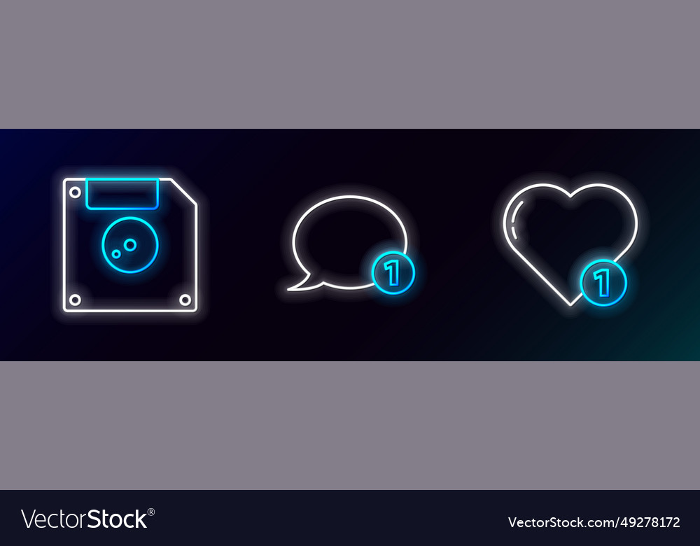 Set line like and heart floppy disk for computer