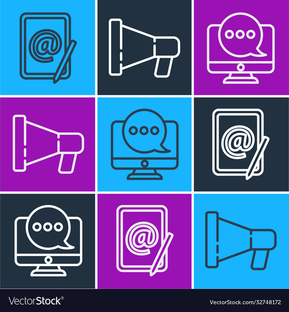 Set line mail and e-mail chat messages vector image Set line mail and e-mail chat messages