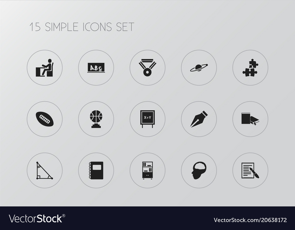 Set of 15 editable teach icons includes symbols vector image Set of 15 editable teach icons includes symbols