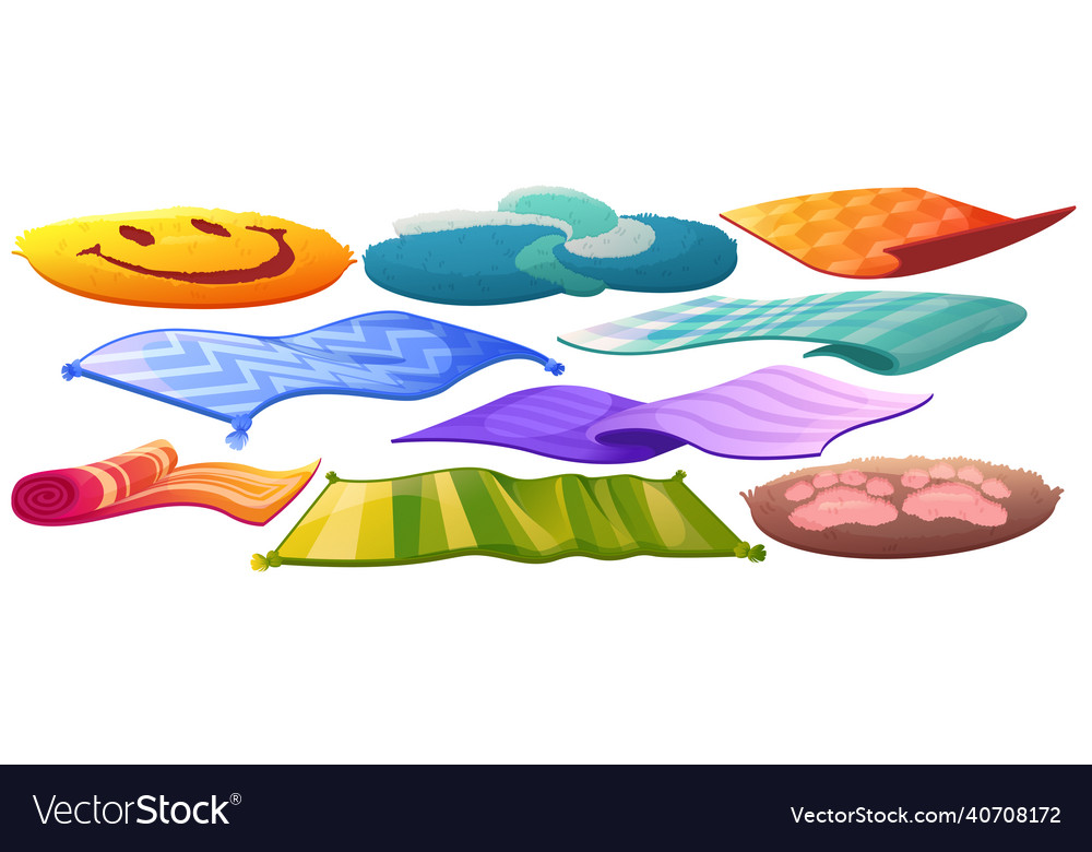 Set of carpets or rugs of different shapes colors Vector Image