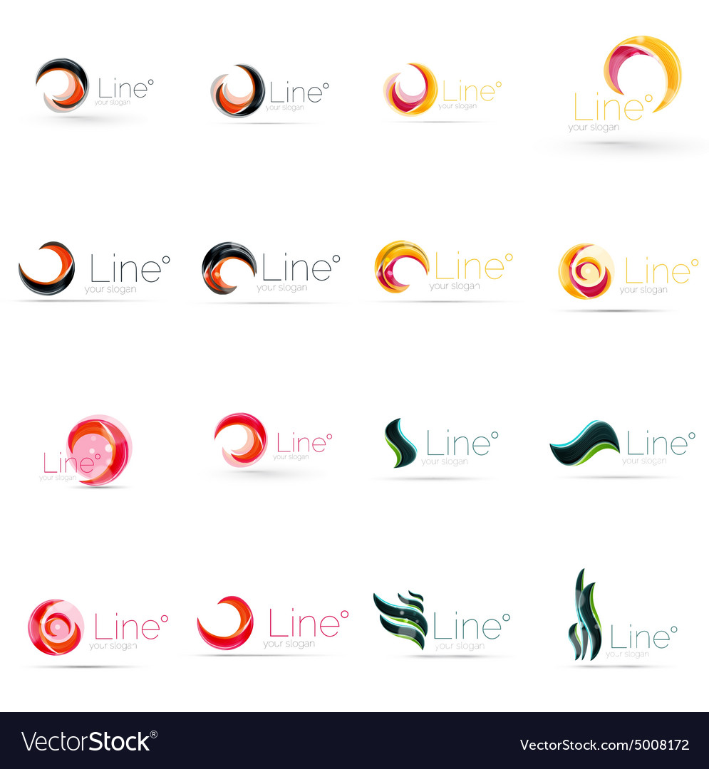 Set of swirl wave lines circle logo icons