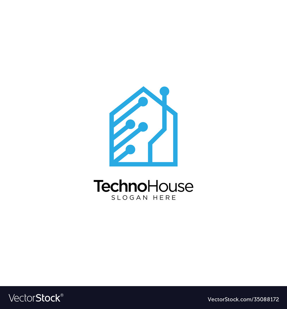 Smart home logo design with monoline style