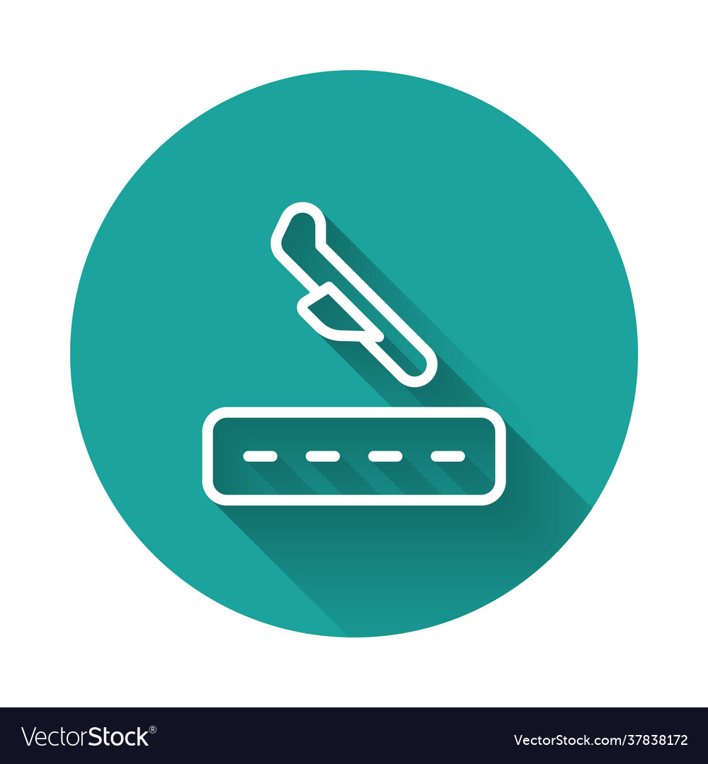 Weiße Linie Flugzeug Landing Icon isoliert mit langen vector image Weiße Linie Flugzeug Landing Icon isoliert mit langen