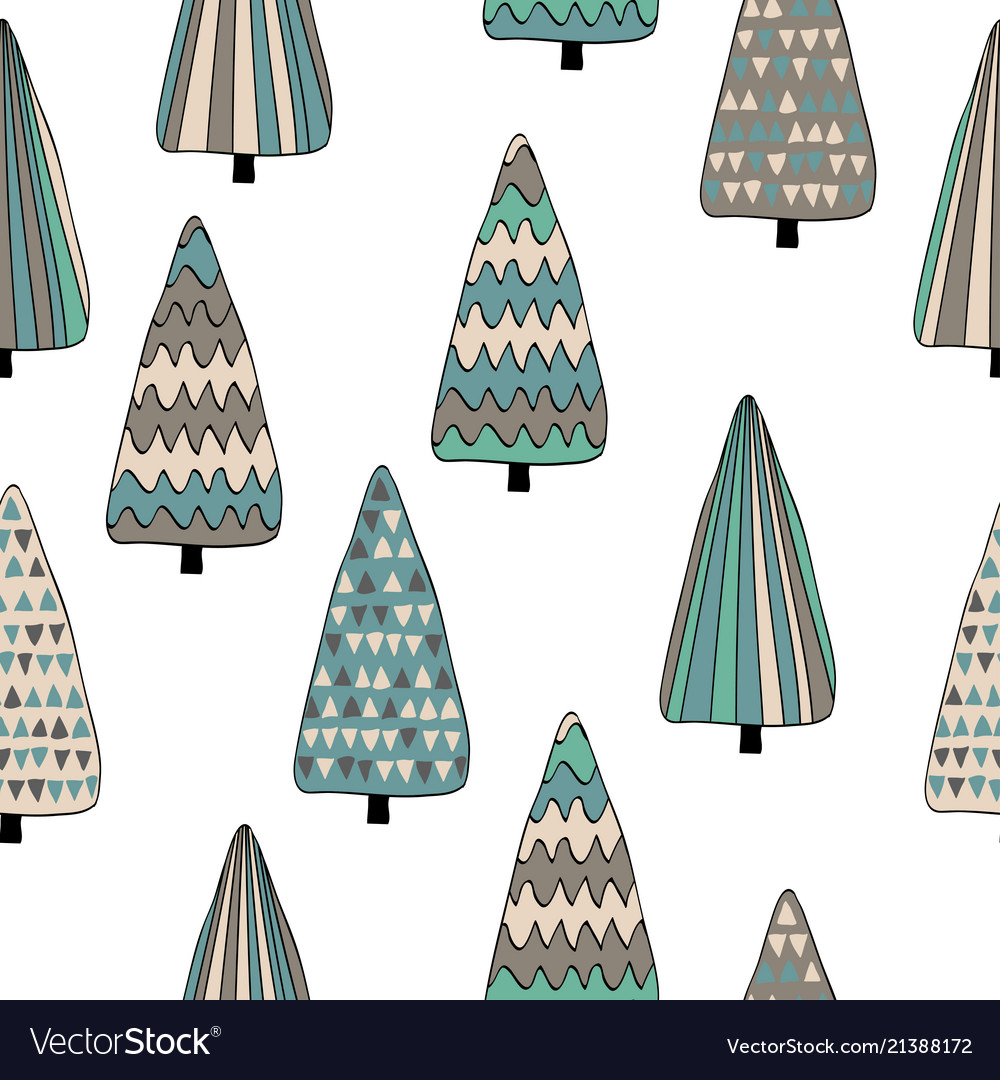 Winter forest seamless pattern background vector image Winter forest seamless pattern background