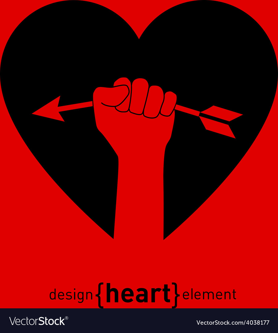 Abstract design element heart with cupids arrows