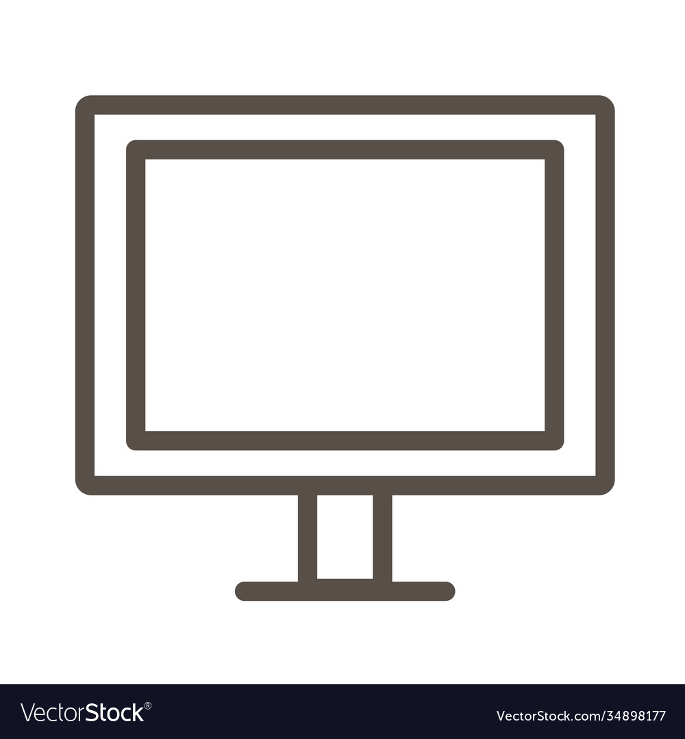 Desktop computer display line style icon vector image Desktop computer display line style icon