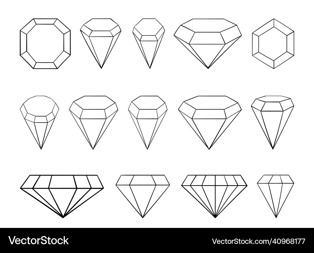 Diamond set design isolated on white background Vector Image