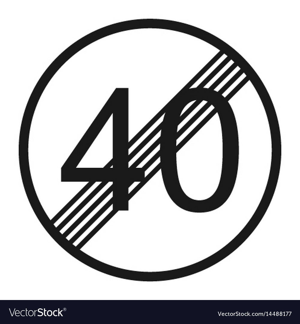 End maximum speed limit 40 sign line icon