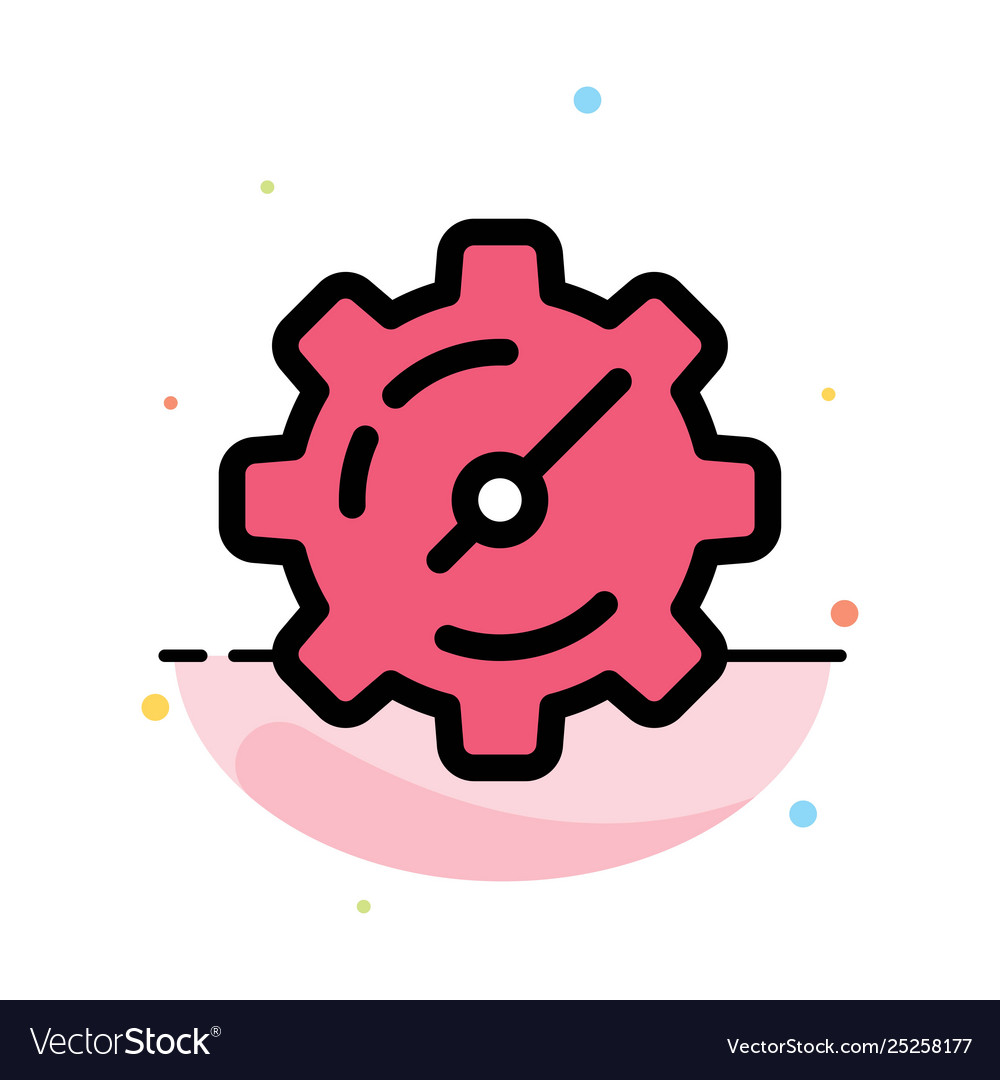 Gear setting timer abstract flat color icon vector image Gear setting timer abstract flat color icon