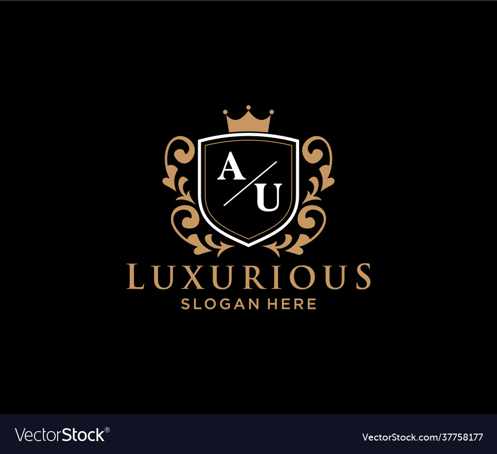 Initial au letter royal luxury logo template