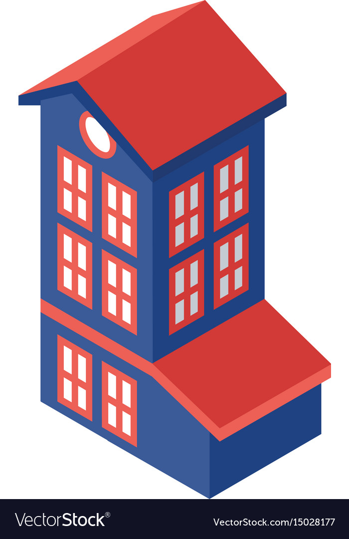 Isometric tall building object or icon - web