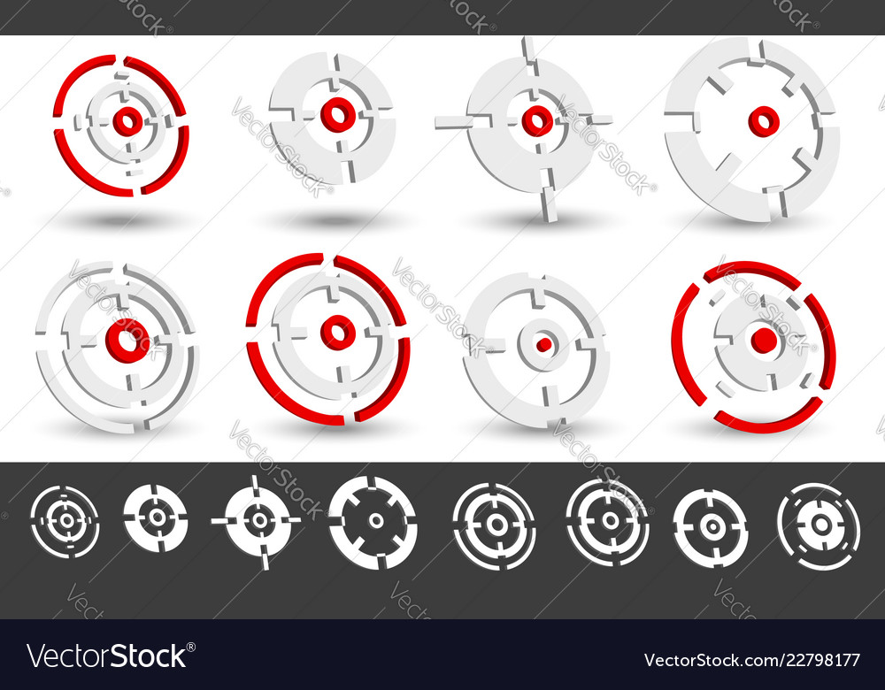 Set of 10 target marks cross-hairs reticle shapes