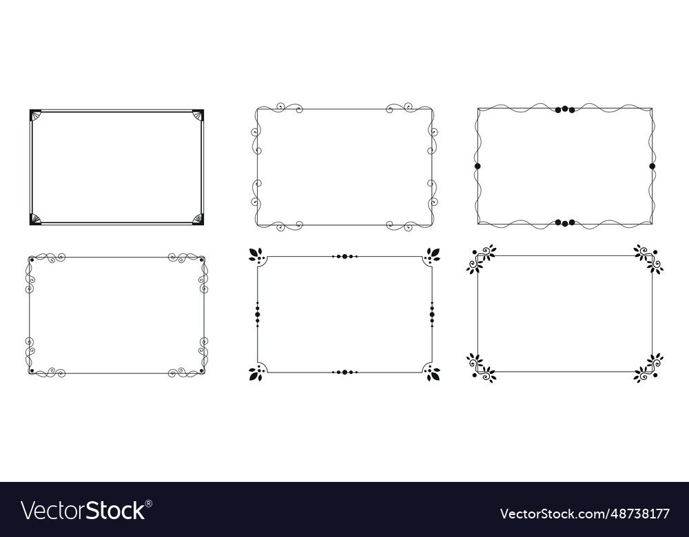 Set of simple line frames with double stroke