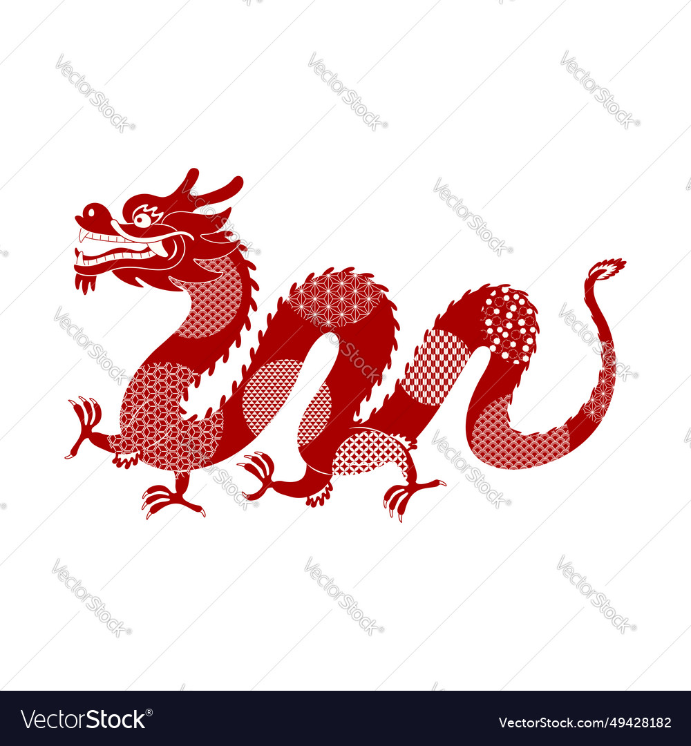 Asiatische Tierkreiszeichen chinesischer Drache mit Mustern