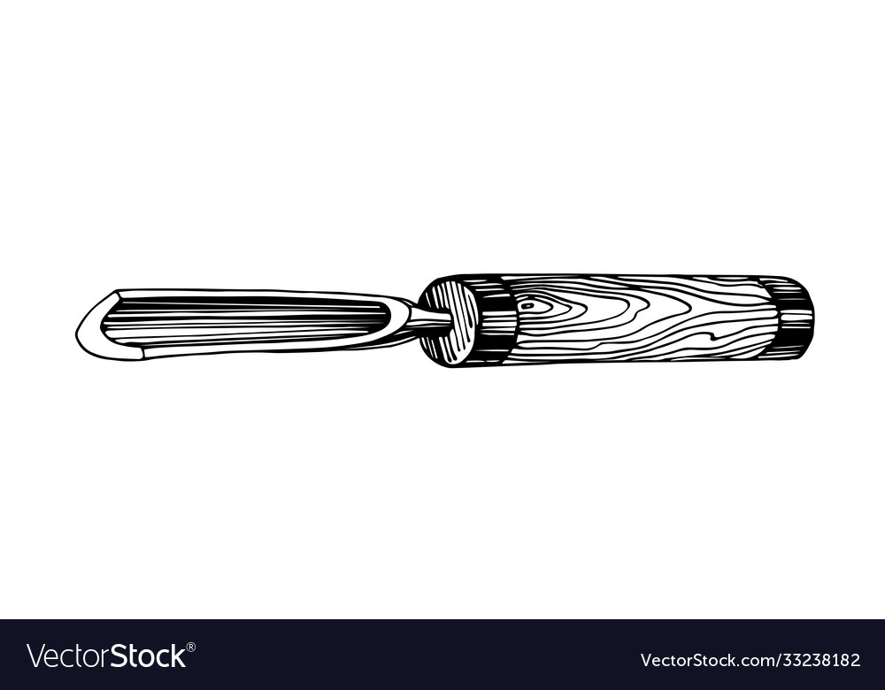 Chisel with wooden handle carpentry tool vector image Chisel with wooden handle carpentry tool