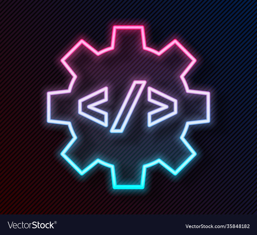 Glowing neon line web design and front end vector image Glowing neon line web design and front end
