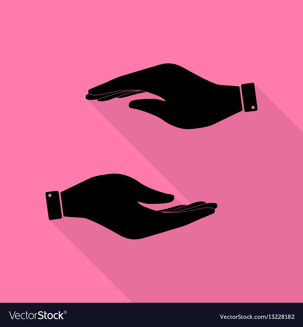 Hand sign black icon with flat style