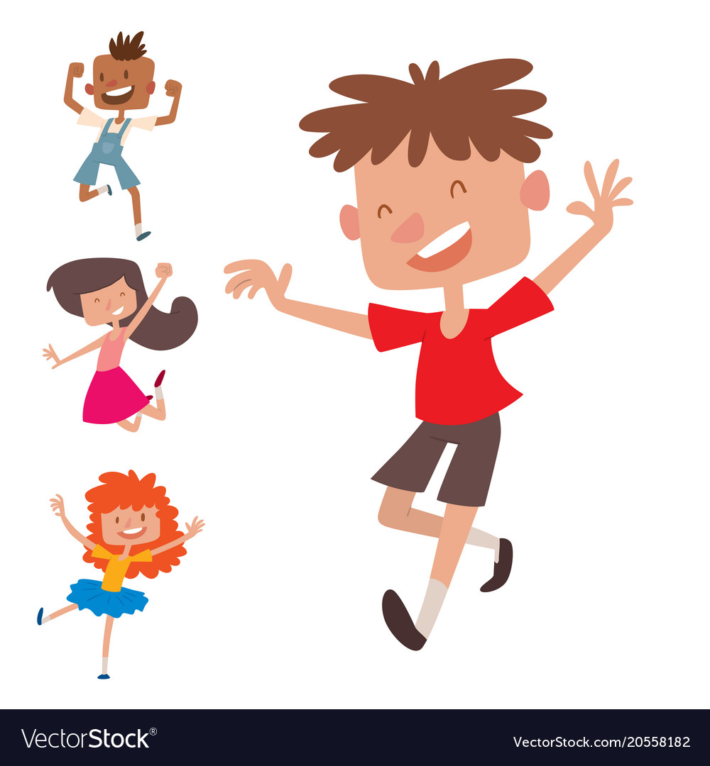 Happy children in different positions big Vector Image