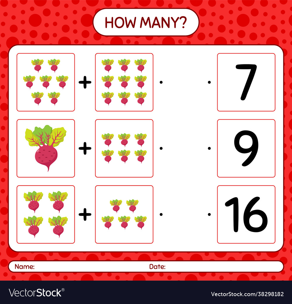 How many counting game with beet root worksheet