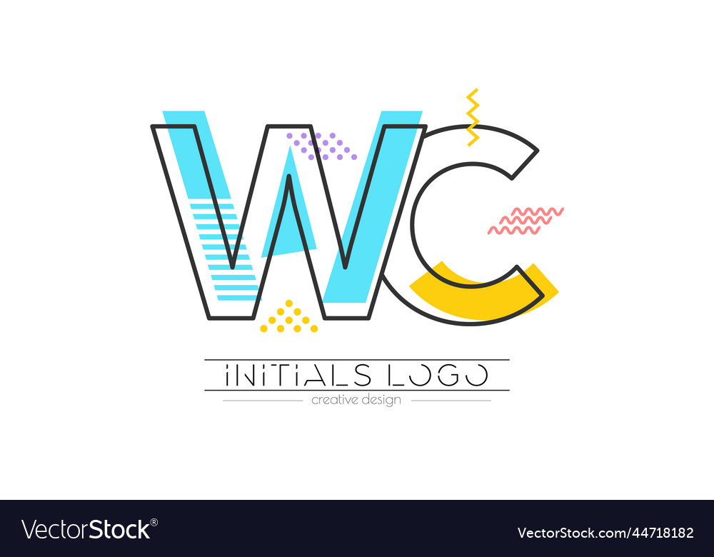 Letters w and c merging of two initials vector image Letters w and c merging of two initials