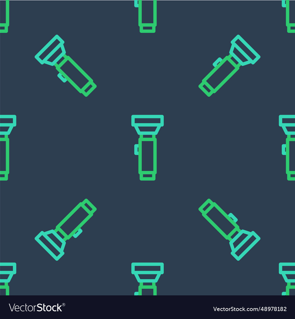 Line flashlight icon isolated seamless pattern